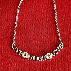 Lia Sophia Silvertone and Crystal Necklace 18-20”